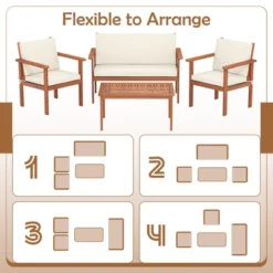 Tangkula 8 Pieces Patio Furniture Set, Acacia Wood Porch Chairs W/ Table -Tangkula GUEST ffbfc201 b39e 4451 a8e3 46736aeaed9e