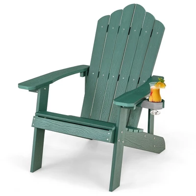 Tangkula Patio HIPS Outdoor Weather Resistant Slatted Chair Adirondack Chair W/ Cup Holder 10 Tangkula Patio HIPS Outdoor Weather Resistant Slatted Chair Adirondack Chair W/ Cup Holder - Image 10